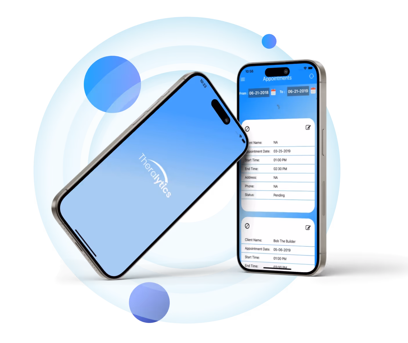 Theralytics mobile application interface